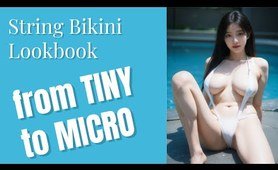 4K string micro bikini try on haul AI lookbook Episode 4, 繩狀比基尼試穿, ストリングビキニを試着する, 스트링 비키니를 착용해보다