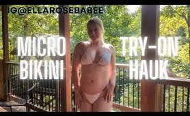 4K Curvy yellow-haired women ✨MICRO✨ String Bikini Try-On Haul OUTSIDE -Ella Rose