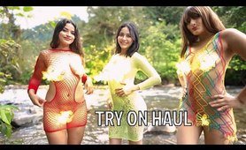 Try on haul 4K transparent at a public river with @Leexlina @Angelimore and @Tryonzoekop