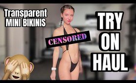 4K Transparent Mini Bikinis Try On Haul | Sheer clothes review with Angel