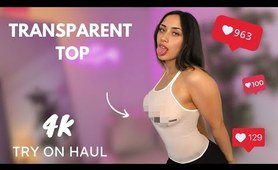 [4K] TRANSPARENT Lingerie TRY ON Haul | No Bra | See-Through with Mirror View