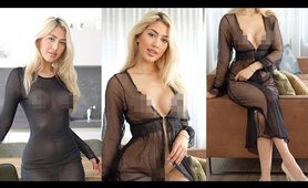 4K Transparent black Dresses | Try-On Haul | No Bra, No Panties | Selina Amy