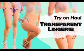 lady over 40 - Pearl Thong & Transparent Lingerie Try On