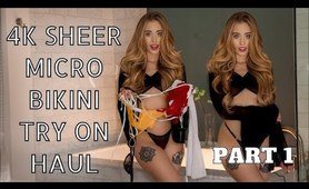 4K Try On Haul with Mirror View | Natural thin Body Micro Bikini Try on haul