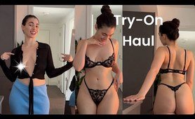 Black Lingerie Try-On Haul | See-through lace lingerie | Mesh and transparent | Night out 4k