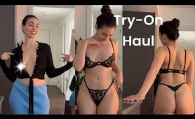 ebony Lingerie Try-On Haul | See-through lace lingerie | Mesh and transparent | Night out 4k