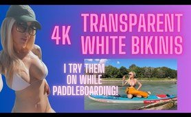 TRANSPARENT White BIKINI Try On WHILE PADDLEBOARDING | 4K Sheer and See Through | Wear Test