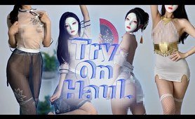 2024 Try On Haul | Transparent Dresses | oriental Model | 4K No Bra