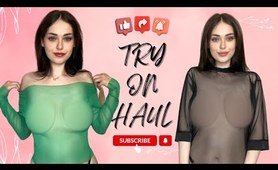 [4K] TRANSPARENT Lingerie Try On Haul with my friend | See-Through No Bra