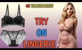 [4K] TRANSPARENT Lacy black Lingerie TRY ON | Indian sweety