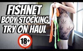 Fishnet BODY STOCKING Bodysuit Try On Haul • 4K Transparent Fish Net Lingerie Dress