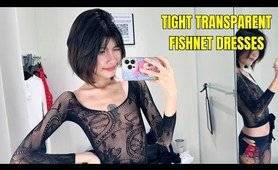 TIGHT TRANSPARENT FISHNET DRESSES - LINGERIE TRY ON HAUL [4K]