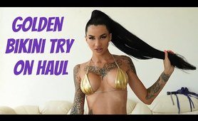 Golden Bikini Try On Haul | Glamorous Swimsuit