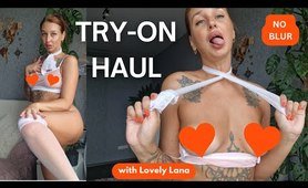 [4K] | Try On Haul | Semi-Sneer Lingerie Set And Stockings | See-Through | With tasty Lana