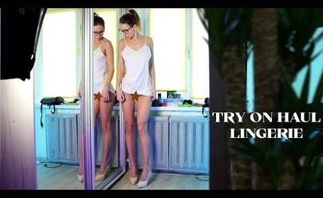 [4K] Transparent Lingerie Try on Haul with Tina on High Heels