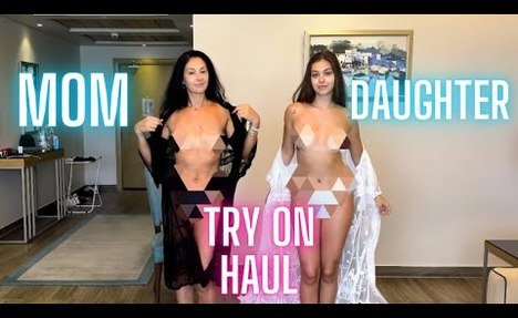 Transparent lingeries Try On Haul 2024 | Mom and Daughter See through