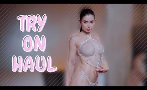 See-Through Lingerie Try on Haul | Transparent garment & No Bra Trend [4K]