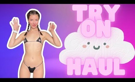 4K Mini  swimsuit Try On Haul  with petite chick Angel