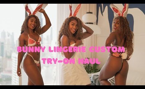 [4k] black skank bunny LINGERIE custom Try-ON Haul