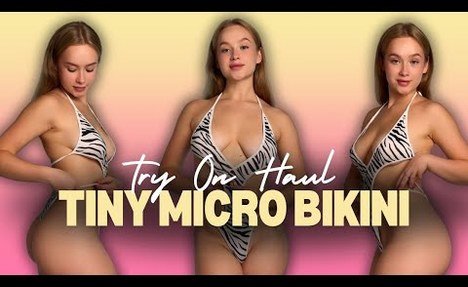 [4K USA] Tiny Micro  swim set Try On Haul | See-Through clothes