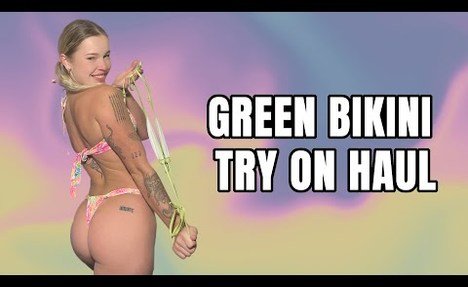 Green  swimsuit Set Try on Haul [4k]