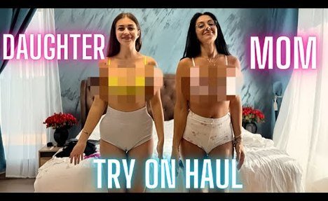 Transparent lingeries Try On Haul 2024 | MOM and DAUGHTER See through