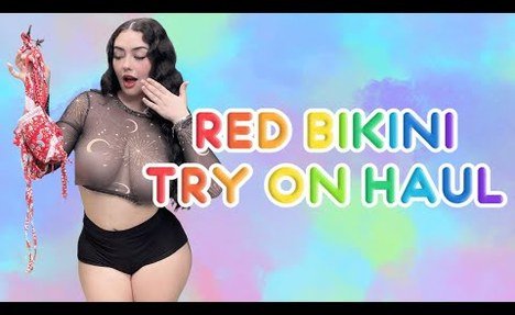 Red  bathing suit Set Try on Haul [4k]