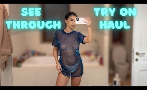 [4K] See-Through Lingerie Try on Haul | Transparent Dresses & No Bra