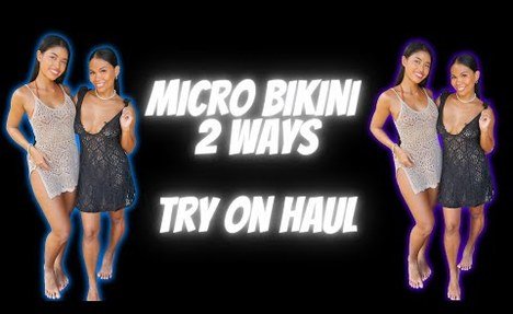 Mitch Mai Try On Micro  monokini Green and Brown 2 ways