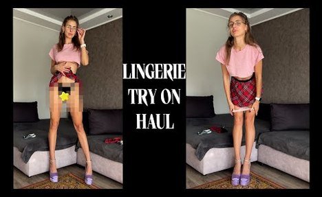 Transparent Lingerie Try On Haul with Tina on High Heels