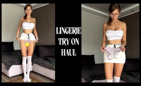 Transparent Lingerie Try on Haul with Tina in Stockings