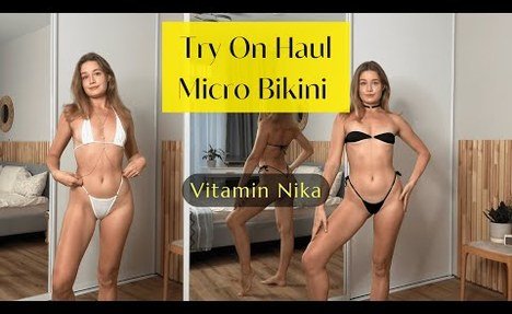 4K Micro  tankini Try On Haul | MIRROR VIEW with Vitamin Nika