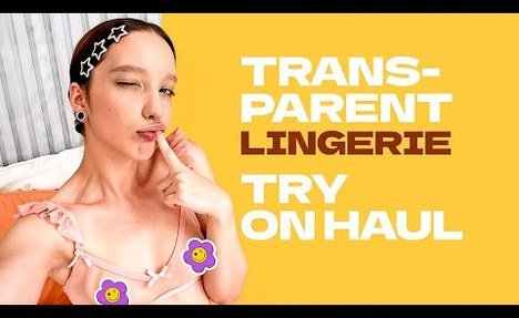 [4K] Transparent Pint Lingerie Try On Haul