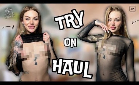 FISHNET DRESS TRANSPARENT TRY ON HAUL (4K)