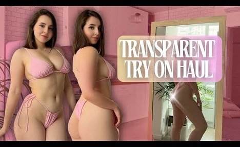 [4K USA] Pink Tiny Micro  string bikini Try On Haul With Mirror View