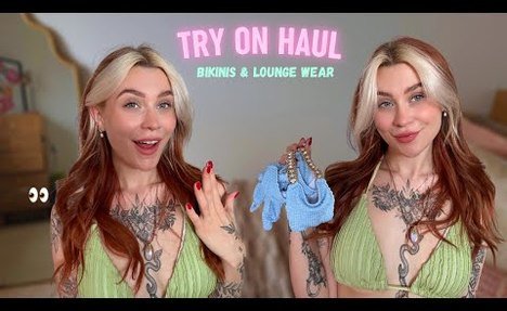 4K  string bikini & Lounge Try On Haul | multiple outfits | Caitlin’s Corner