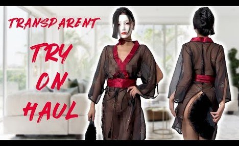 4K | Transparent | black Kimono | Try-On Haul | No Bra No Panties | Muse Asia | 2024