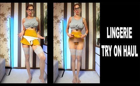 Transparent Lingerie Try on Haul with Tina in Stockings