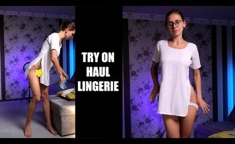 Transparent Lingerie Try on Haul with Tina in a Dress