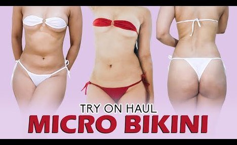 Micro  thong bikini Try on Haul | Indian skank in Micro  beachwear |  bathing suit Try on Haul