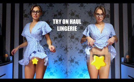 Try on Haul non Transparent Lingerie with Tina in a Dress