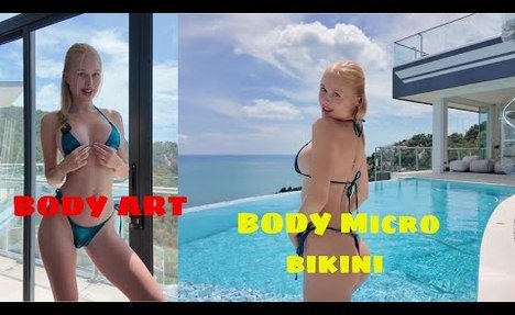 [4K Body Art Cleaning ] CHALLENGE for Mini  swimsuit Try On Haul!