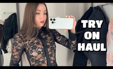 4K Lace blouses Try On Transparent Try On Haul 2024 with Katyvaty