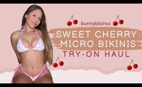 Bunny Blair | pretty Cherry Micro  string bikini Try On Haul | 4K