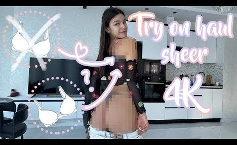 [4K] See-Through ebony & Yellow Tops | Katie CutiePie's Try-On Haul