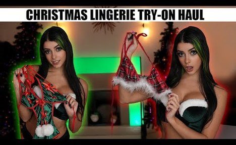 [4K]  Christmas LINGERIE Try-On