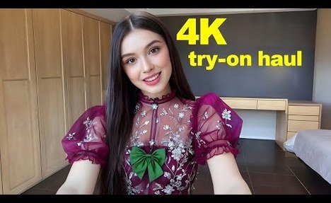 [4K] Red TRANSPARENT LINGERIE | Try On Haul | Close Ups | Micro  swim set | Transparent Haul Try On New