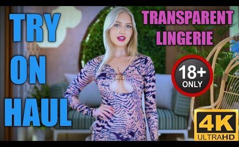 [4K] Transparent Dress Try-On Haul Zebra print | See Through Lingerie Try On Haul with Emily 2024