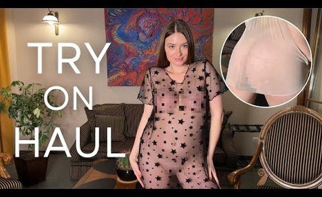 FISHNET DRESS TRANSPARENT TRY ON HAUL (4K)