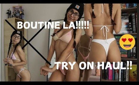 MIRROR FACING BOUTINE LA bikini TRY ON HAUL - CHEECKY+THONG BOTTOMS FOR SUMMER